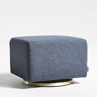 Nessa Navy Blue Nursery Gliding Ottoman with Gold Base