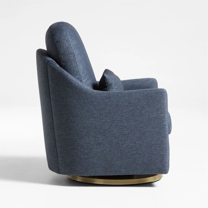 Nessa Navy Blue Nursery Swivel Glider with Gold Base
