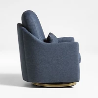 Nessa Navy Blue Nursery Swivel Glider with Gold Base