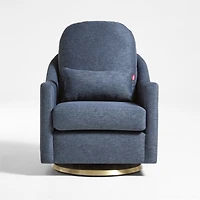 Nessa Navy Blue Nursery Swivel Glider with Gold Base