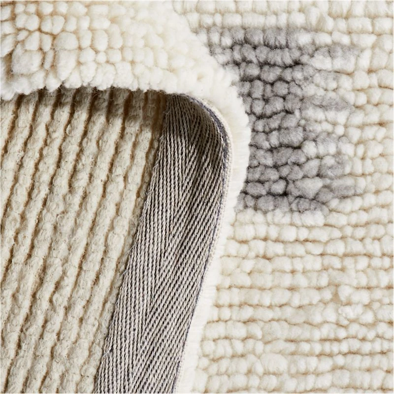 Neutral Scattered Checks Washable Wool Shag Kids Rug 4x6