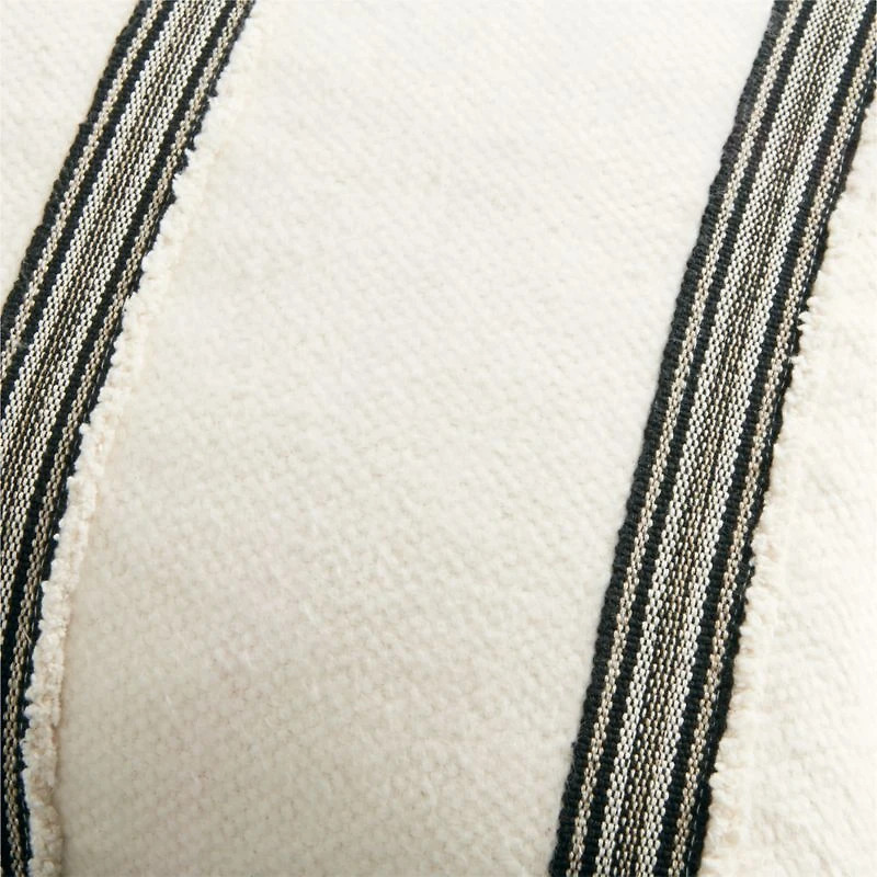 The New Denim Project Cotton 22"x15" Ivory and Black Striped Lumbar Pillow with Down-Alternative Insert