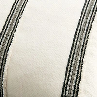 The New Denim Project Cotton 22"x15" Ivory and Black Striped Lumbar Pillow with Down-Alternative Insert