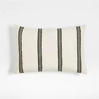 The New Denim Project Cotton 22"x15" Ivory and Black Striped Lumbar Pillow with Down-Alternative Insert