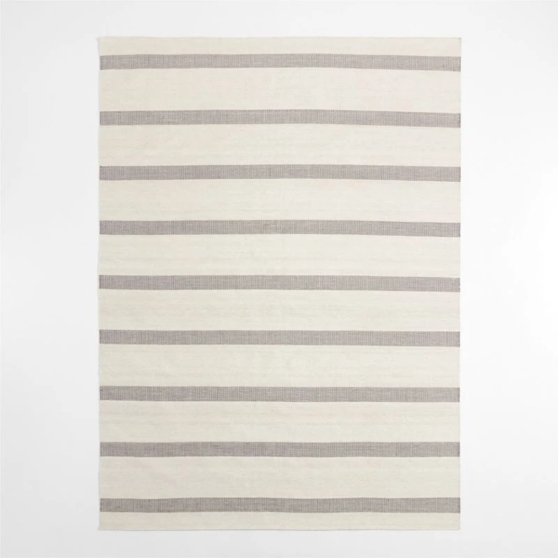 Newport Performance Wool-Blend Handwoven Iron Grey Area Rug 6'x9'
