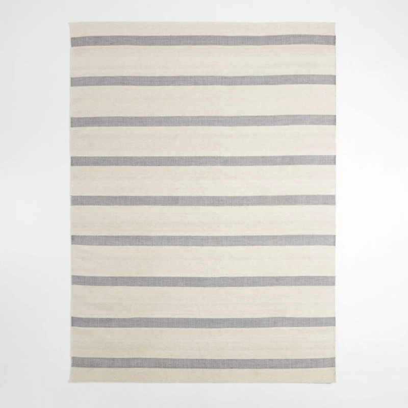 Newport Performance Wool-Blend Handwoven Navy Blue Area Rug 9'x12'