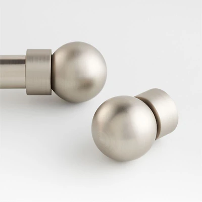 Small Brushed Nickel Round Curtain End Cap Finials, Set of 2