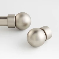 Small Brushed Nickel Round Curtain End Cap Finials, Set of 2