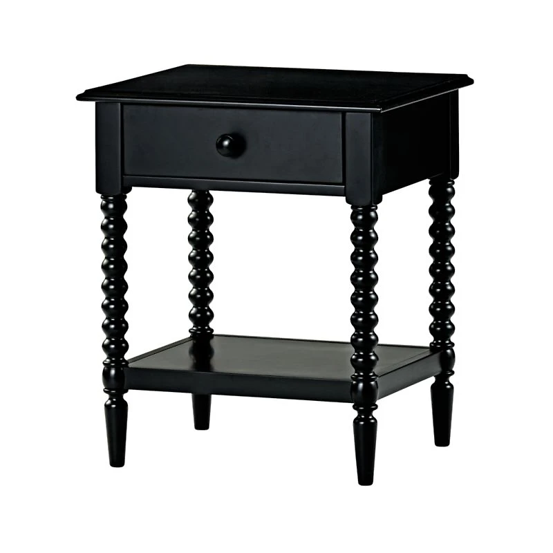 Set of 2 Jenny Lind Black Wood Spindle Kids Nightstand with Drawer