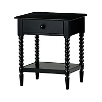 Set of 2 Jenny Lind Black Wood Spindle Kids Nightstand with Drawer