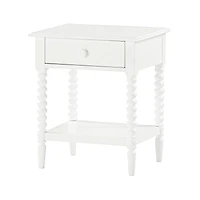 Jenny Lind White Wood Spindle Kids Nightstand with Drawer