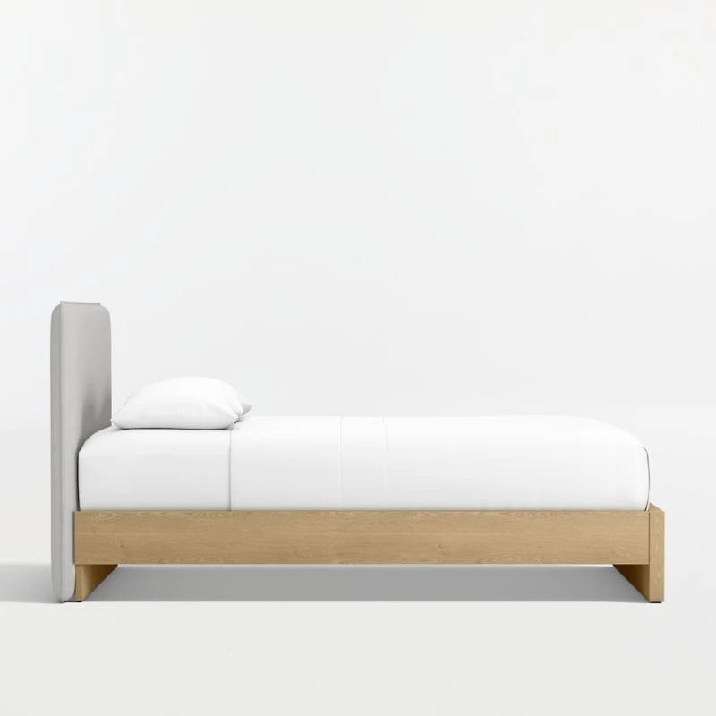 Noa Upholstered Flange Kids Full Headboard with Natural Wood Base