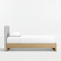 Noa Upholstered Flange Kids Full Headboard with Natural Wood Base