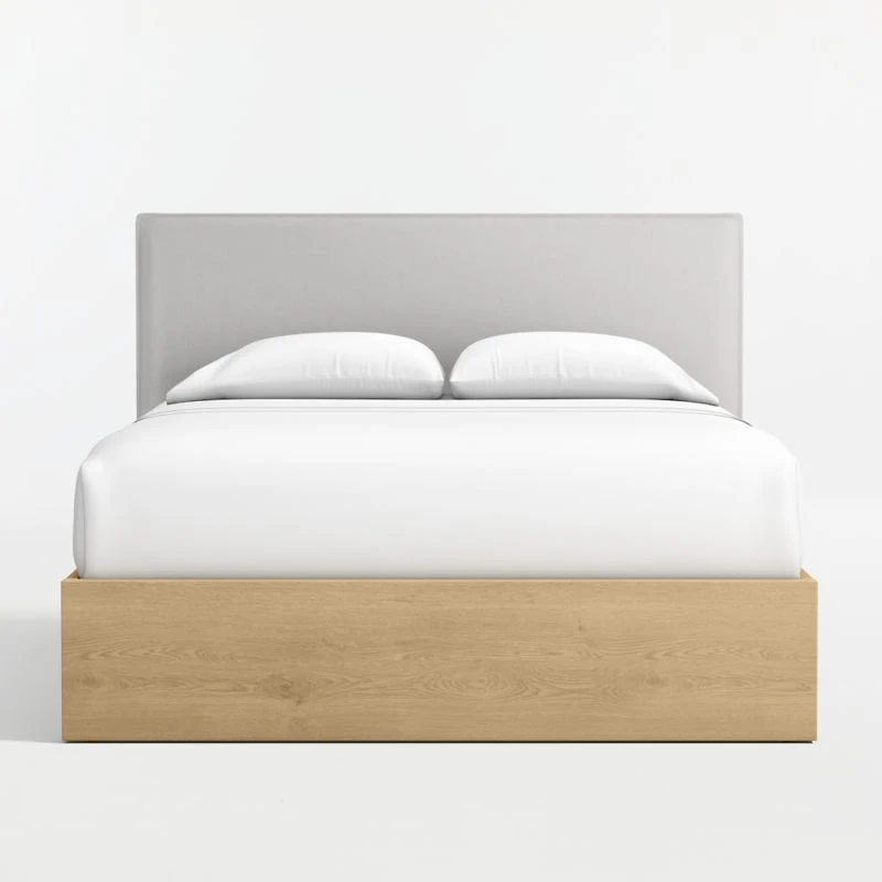 Noa Upholstered Flange Kids Full Headboard with Natural Wood Base
