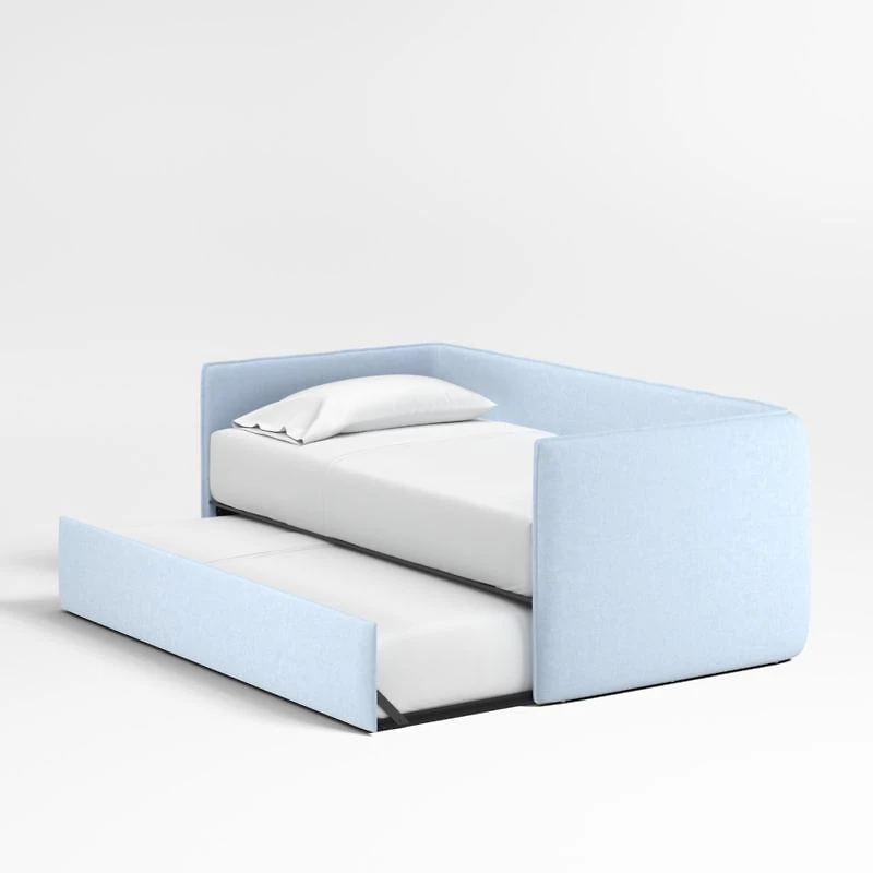 Noa Light Blue Kids Twin Daybed with Storage and Trundle Bed