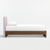 Noa Upholstered Flange Kids Full Headboard with Deep Brown Wood Base