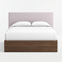 Noa Upholstered Flange Kids Full Headboard with Deep Brown Wood Base
