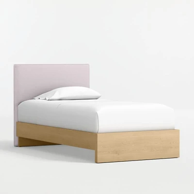 Noa Upholstered Flange Kids Twin Headboard with Natural Wood Base