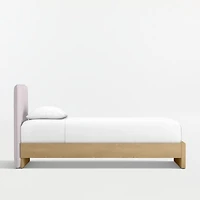 Noa Upholstered Flange Kids Twin Headboard with Natural Wood Base