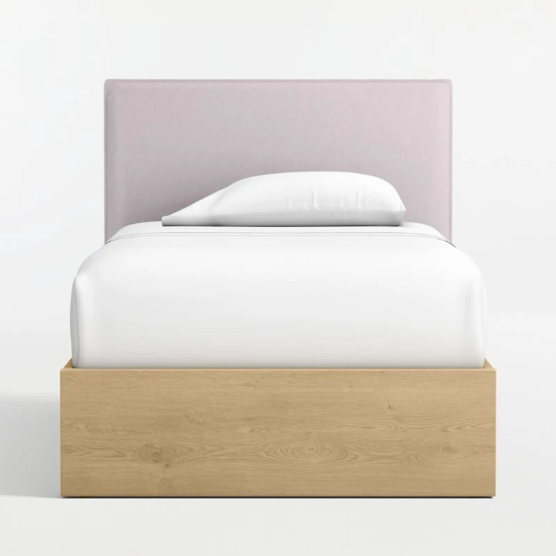 Noa Upholstered Flange Kids Twin Headboard with Natural Wood Base