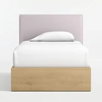 Noa Upholstered Flange Kids Twin Headboard with Natural Wood Base