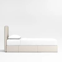 Noa Cream Upholstered Flange Kids Twin Storage Bed