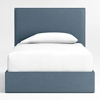 Noa Denim Blue Upholstered Flange Kids Twin Storage Bed