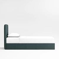 Noa Jungle Green Upholstered Flange Kids Twin Storage Bed