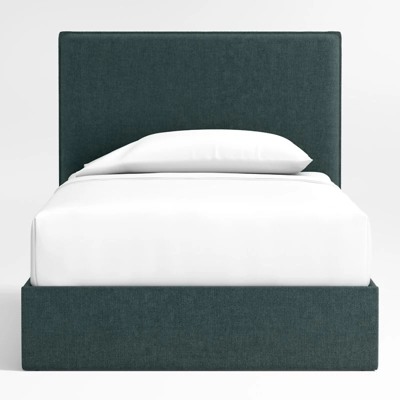 Noa Jungle Green Upholstered Flange Kids Twin Storage Bed