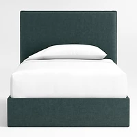 Noa Jungle Green Upholstered Flange Kids Twin Storage Bed