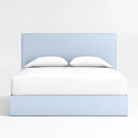 Noa Light Blue Upholstered Flange Kids Full Storage Bed