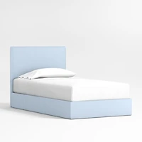 Noa Light Blue Upholstered Flange Kids Full Storage Bed