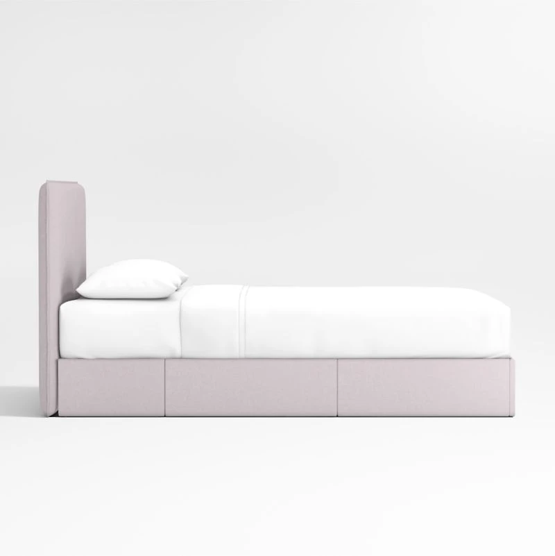 Noa Lilac Upholstered Flange Kids Full Storage Bed