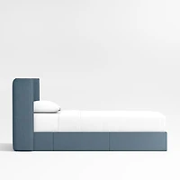 Noa Shelter Denim Blue Upholstered Kids Twin Storage Bed