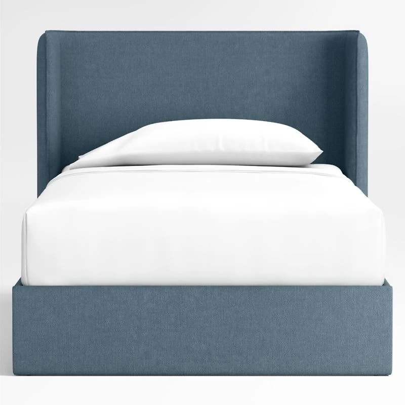 Noa Shelter Denim Blue Upholstered Kids Twin Storage Bed