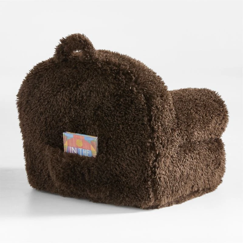 Sesame Brown Mongolian Faux Fur Kids Lounge Nod Chair