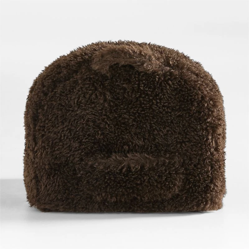 Small Sesame Brown Mongolian Faux Fur Kids Lounge Nod Chair Cover