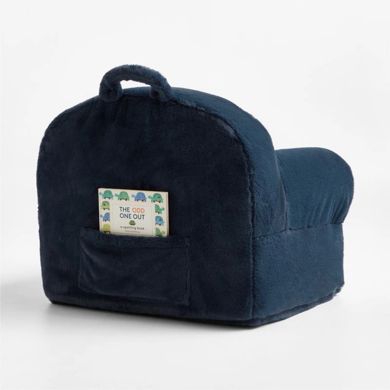 Large Navy Blue Faux Fur Kids Lounge Nod Chair Cover