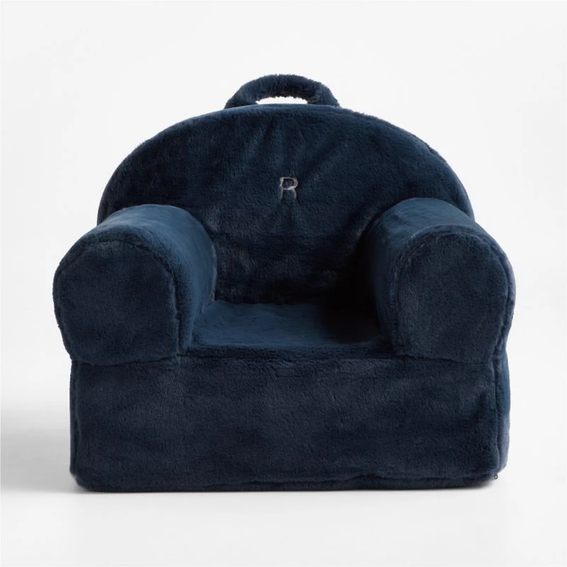 Large Navy Blue Faux Fur Kids Lounge Nod Chair Cover