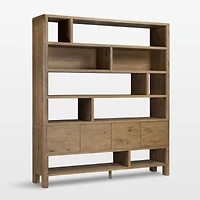 Noeline 84" Oak Wood Wide Storage Bookcase