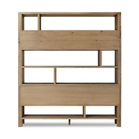 Noeline 84" Oak Wood Wide Storage Bookcase