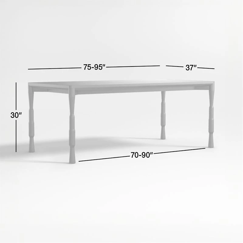 Norin 75"-95" Ebonized Oak Wood Extendable Dining Table