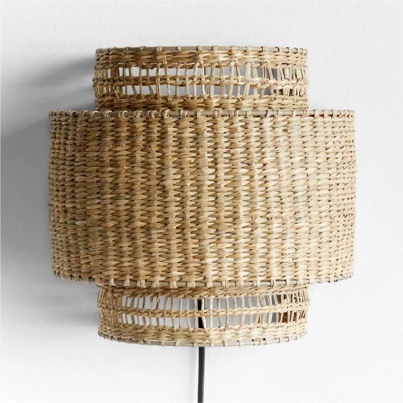 Nossa Natural Woven Plug In Wall Sconce Light
