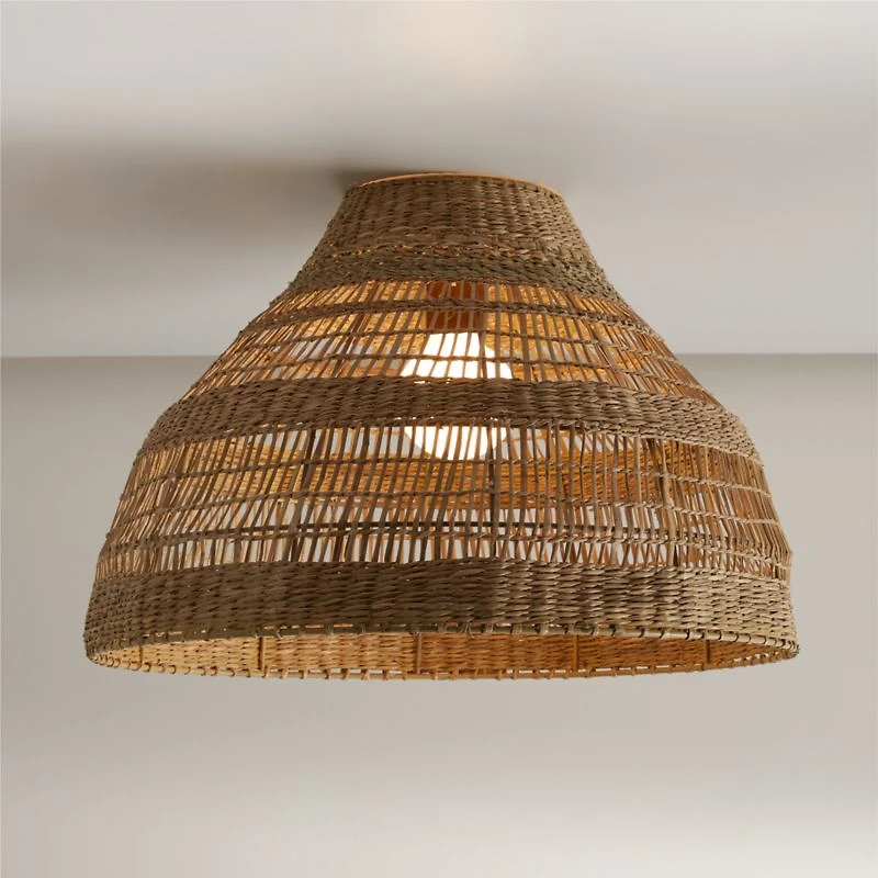 Nossa Large Natural Woven Flush Mount Light