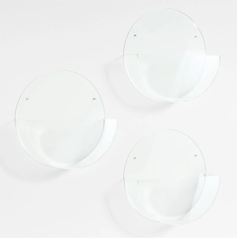 Now You See It Clear Acrylic Round Wall Baskets Set of 3