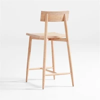 Oaklynn Natural Oak Wood Counter Stool