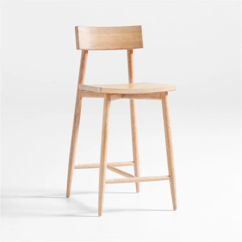Oaklynn Natural Oak Wood Counter Stool