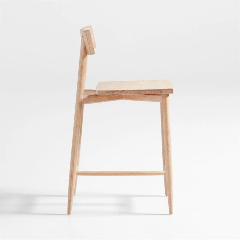 Oaklynn Natural Oak Wood Counter Stool
