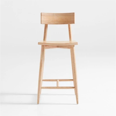 Oaklynn Natural Oak Wood Counter Stool