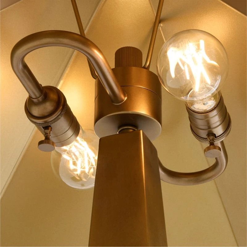 Obelisk Brass Floor Lamp with Brass Shade